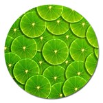 Lime Textures Macro, Tropical Fruits, Citrus Fruits, Green Lemon Texture Magnet 5  (Round)