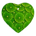 Lime Textures Macro, Tropical Fruits, Citrus Fruits, Green Lemon Texture Heart Ornament (Two Sides)