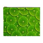 Lime Textures Macro, Tropical Fruits, Citrus Fruits, Green Lemon Texture Cosmetic Bag (XL)