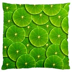 Lime Textures Macro, Tropical Fruits, Citrus Fruits, Green Lemon Texture Large Premium Plush Fleece Cushion Case (One Side)