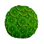Lime Textures Macro, Tropical Fruits, Citrus Fruits, Green Lemon Texture Standard 15  Premium Flano Round Cushions