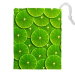 Lime Textures Macro, Tropical Fruits, Citrus Fruits, Green Lemon Texture Drawstring Pouch (4XL)