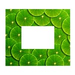 Lime Textures Macro, Tropical Fruits, Citrus Fruits, Green Lemon Texture White Wall Photo Frame 5  x 7 