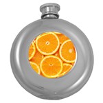 Oranges Textures, Close-up, Tropical Fruits, Citrus Fruits, Fruits Round Hip Flask (5 oz)