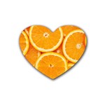 Oranges Textures, Close-up, Tropical Fruits, Citrus Fruits, Fruits Rubber Coaster (Heart)