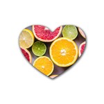 Oranges, Grapefruits, Lemons, Limes, Fruits Rubber Coaster (Heart)