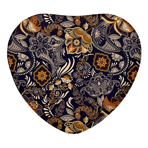 Paisley Texture, Floral Ornament Texture Heart Glass Fridge Magnet (4 pack) from UrbanLoad.com Front
