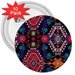 Pattern, Ornament, Motif, Colorful 3  Buttons (10 pack) 