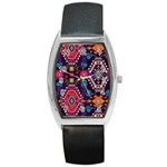 Pattern, Ornament, Motif, Colorful Barrel Style Metal Watch