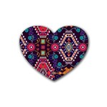Pattern, Ornament, Motif, Colorful Rubber Coaster (Heart)