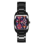 Pattern, Ornament, Motif, Colorful Stainless Steel Barrel Watch
