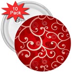 Patterns, Corazones, Texture, Red, 3  Buttons (10 pack) 