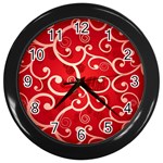 Patterns, Corazones, Texture, Red, Wall Clock (Black)