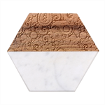Patterns, Green Background, Texture Marble Wood Coaster (Hexagon) 