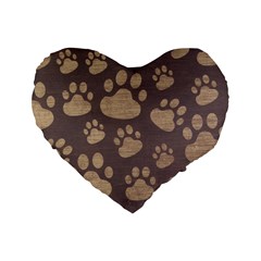 Paws Patterns, Creative, Footprints Patterns Standard 16  Premium Flano Heart Shape Cushions from UrbanLoad.com Front
