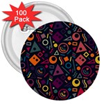 Random, Abstract, Forma, Cube, Triangle, Creative 3  Buttons (100 pack) 
