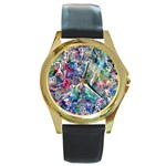 Abstract confluence Round Gold Metal Watch