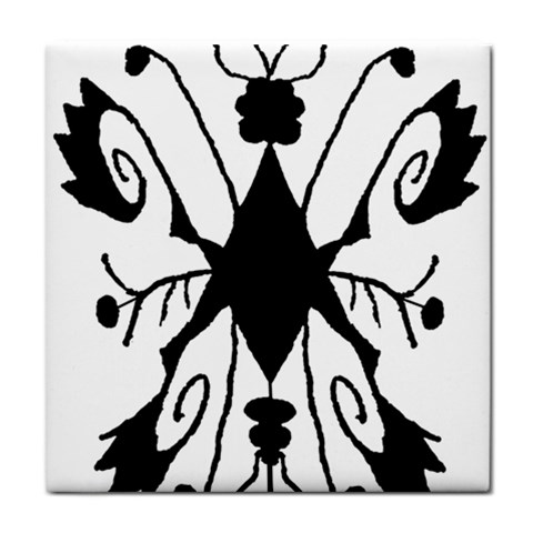 Black Silhouette Artistic Hand Draw Symbol Wb Tile Coaster from UrbanLoad.com Front