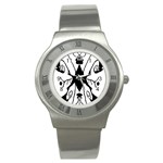 Black Silhouette Artistic Hand Draw Symbol Wb Stainless Steel Watch