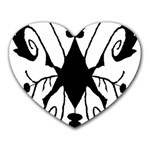 Black Silhouette Artistic Hand Draw Symbol Wb Heart Mousepad