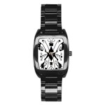Black Silhouette Artistic Hand Draw Symbol Wb Stainless Steel Barrel Watch