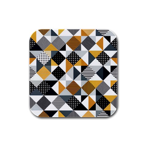 Pattern Tile Squares Triangles Seamless Geometry Rubber Square Coaster (4 pack) from UrbanLoad.com Front