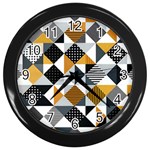 Pattern Tile Squares Triangles Seamless Geometry Wall Clock (Black)