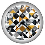 Pattern Tile Squares Triangles Seamless Geometry Wall Clock (Silver)