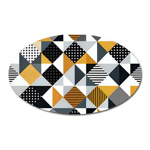 Pattern Tile Squares Triangles Seamless Geometry Oval Magnet from UrbanLoad.com Front