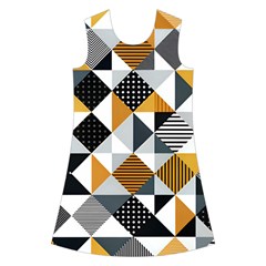 Pattern Tile Squares Triangles Seamless Geometry Kids  Short Sleeve Velvet Dress from UrbanLoad.com Front
