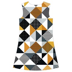 Pattern Tile Squares Triangles Seamless Geometry Kids  Short Sleeve Velvet Dress from UrbanLoad.com Back