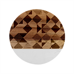 Pattern Tile Squares Triangles Seamless Geometry Marble Wood Coaster (Round)