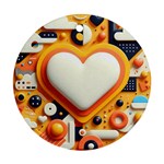 Valentine s Day Design Heart Love Poster Decor Romance Postcard Youth Fun Round Ornament (Two Sides)