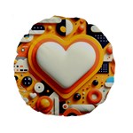 Valentine s Day Design Heart Love Poster Decor Romance Postcard Youth Fun Standard 15  Premium Round Cushions