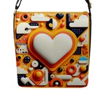 Valentine s Day Design Heart Love Poster Decor Romance Postcard Youth Fun Flap Closure Messenger Bag (L)