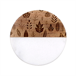 Autumn Leaves Fall Pattern Design Decor Nature Season Beauty Foliage Decoration Background Texture Classic Marble Wood Coaster (Round) 