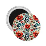 Flowers Flora Floral Background Pattern Nature Seamless Bloom Background Wallpaper Spring 2.25  Magnets