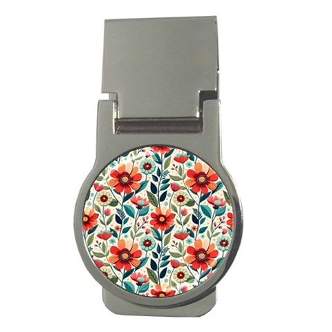 Flowers Flora Floral Background Pattern Nature Seamless Bloom Background Wallpaper Spring Money Clips (Round)  from UrbanLoad.com Front