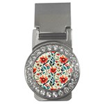 Flowers Flora Floral Background Pattern Nature Seamless Bloom Background Wallpaper Spring Money Clips (CZ) 
