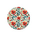 Flowers Flora Floral Background Pattern Nature Seamless Bloom Background Wallpaper Spring Magnet 3  (Round)