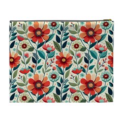 Flowers Flora Floral Background Pattern Nature Seamless Bloom Background Wallpaper Spring Cosmetic Bag (XL) from UrbanLoad.com Back