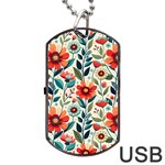 Flowers Flora Floral Background Pattern Nature Seamless Bloom Background Wallpaper Spring Dog Tag USB Flash (Two Sides)