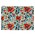 Flowers Flora Floral Background Pattern Nature Seamless Bloom Background Wallpaper Spring Cosmetic Bag (XXL)