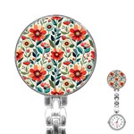 Flowers Flora Floral Background Pattern Nature Seamless Bloom Background Wallpaper Spring Stainless Steel Nurses Watch