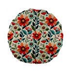 Flowers Flora Floral Background Pattern Nature Seamless Bloom Background Wallpaper Spring Standard 15  Premium Flano Round Cushions
