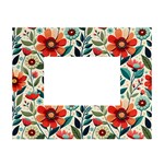 Flowers Flora Floral Background Pattern Nature Seamless Bloom Background Wallpaper Spring White Tabletop Photo Frame 4 x6 