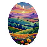 Field Valley Nature Meadows Flowers Dawn Landscape Ornament (Oval)