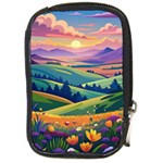 Field Valley Nature Meadows Flowers Dawn Landscape Compact Camera Leather Case