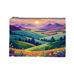 Field Valley Nature Meadows Flowers Dawn Landscape Cosmetic Bag (Large)