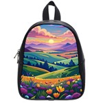 Field Valley Nature Meadows Flowers Dawn Landscape School Bag (Small)